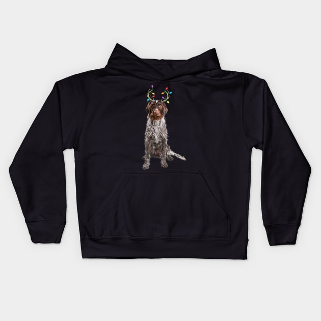 German Wirehaired Pointer Christmas Dog Kids Hoodie by bienvaem